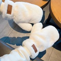 ベルベットはウサギの毛手袋の指と紙のぬいぐるみ秋冬保温手袋冬のファッション男子学生