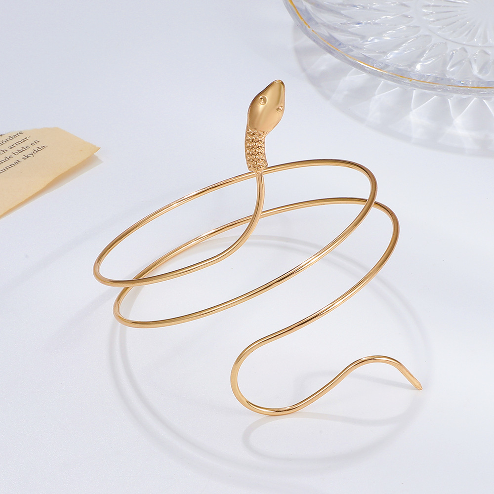 Übertriebenes Armband in Schlangenform für Damen, modisch, gedreht, Wickellegierung, Tier-Armring, personalisierter Ärmelreif_voghion.com