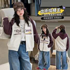 女童2026新款印花外套连帽开衫10成绩单12图片色女织里市休闲