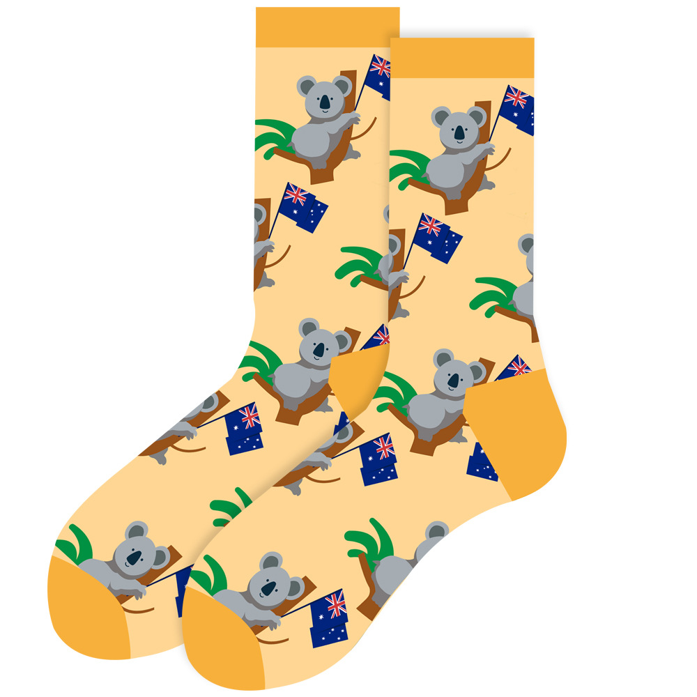 Socks Lingerie Type Cotton Fabric Type Unisex Cute Animal Cotton Crew Socks 20 Pairs Per Pack
