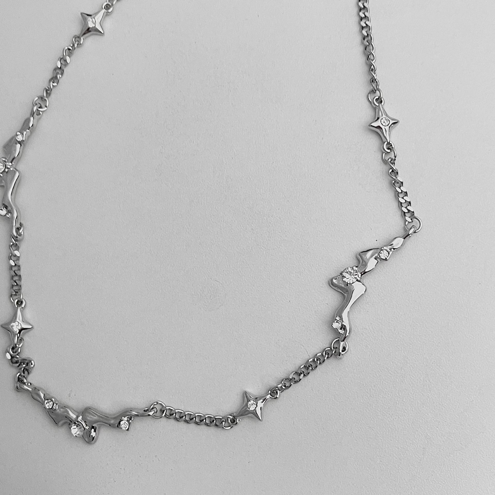 2022 New Lava Eight-Pointed Stars Stainless Steel Clavicle Chain Necklace