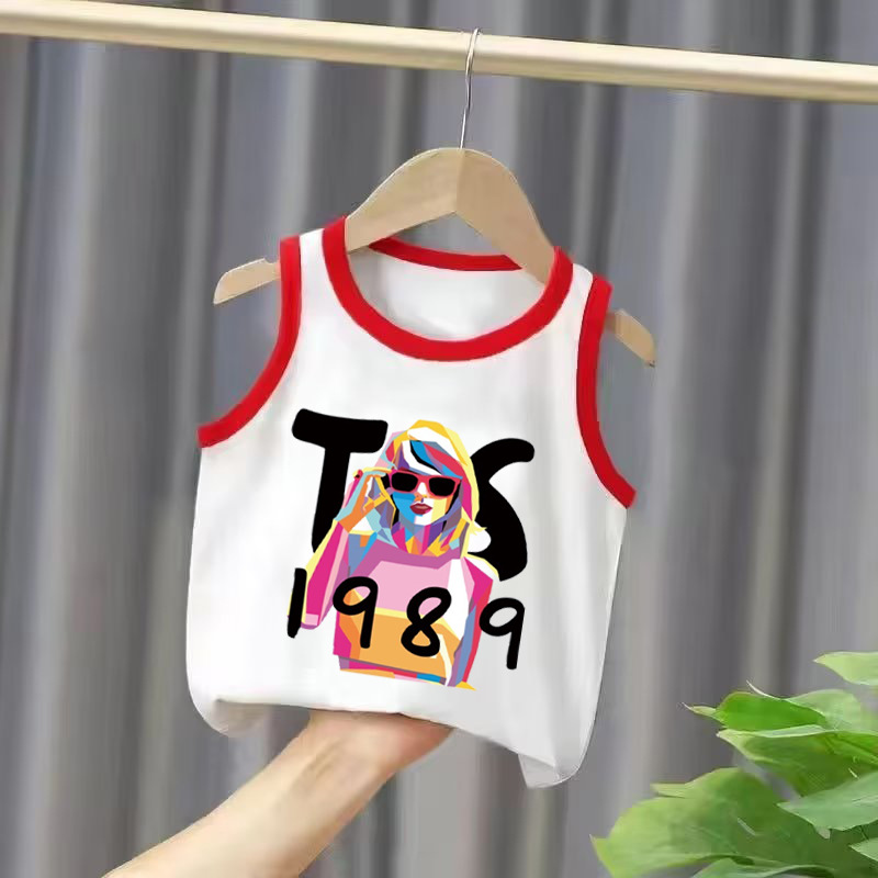 Eurasian Taylor Swift Print New Children's Clothing for Older Children, Sleeveless Backless Top Cross-border