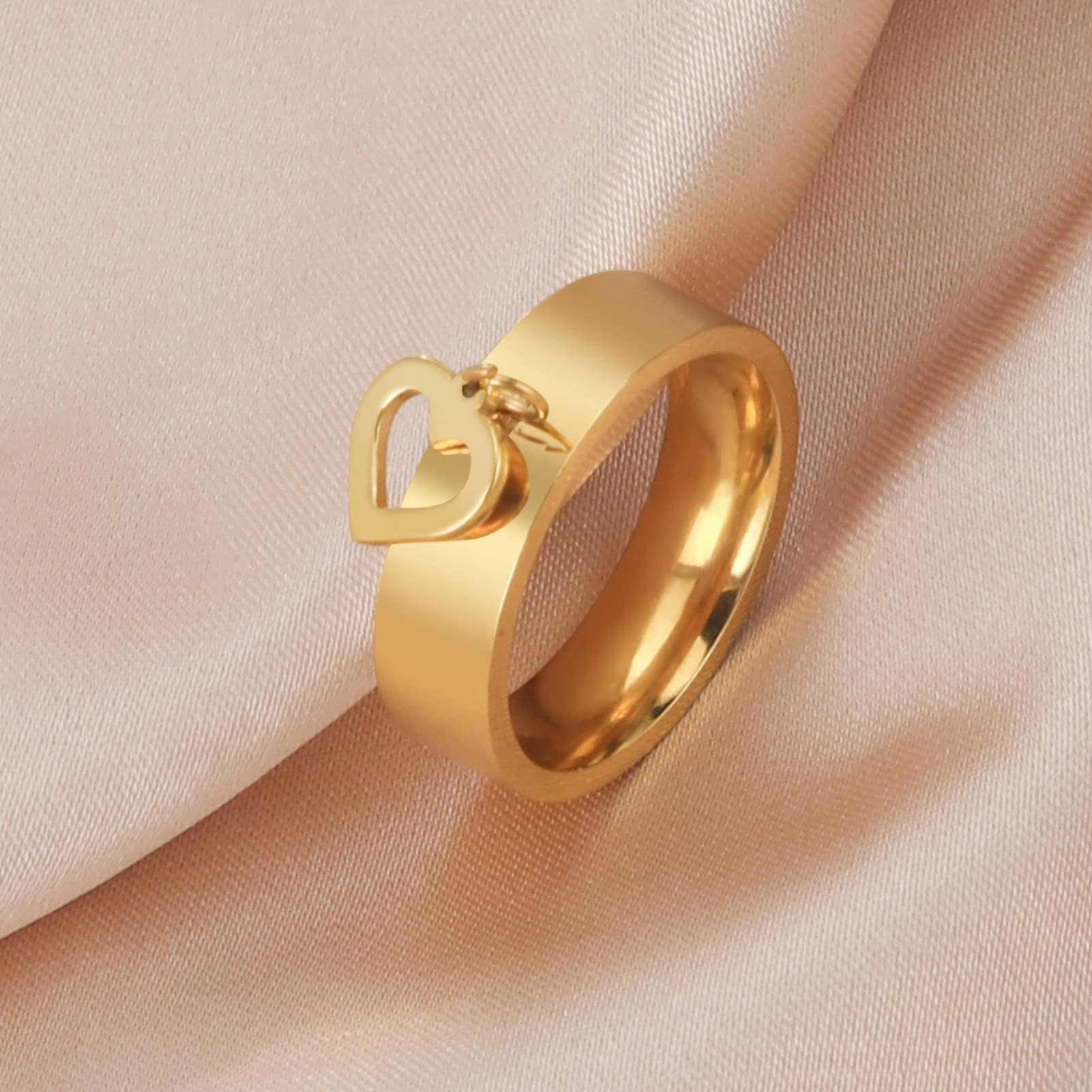 Simple Style Heart Shape Stainless Steel Plating Rings display picture 2