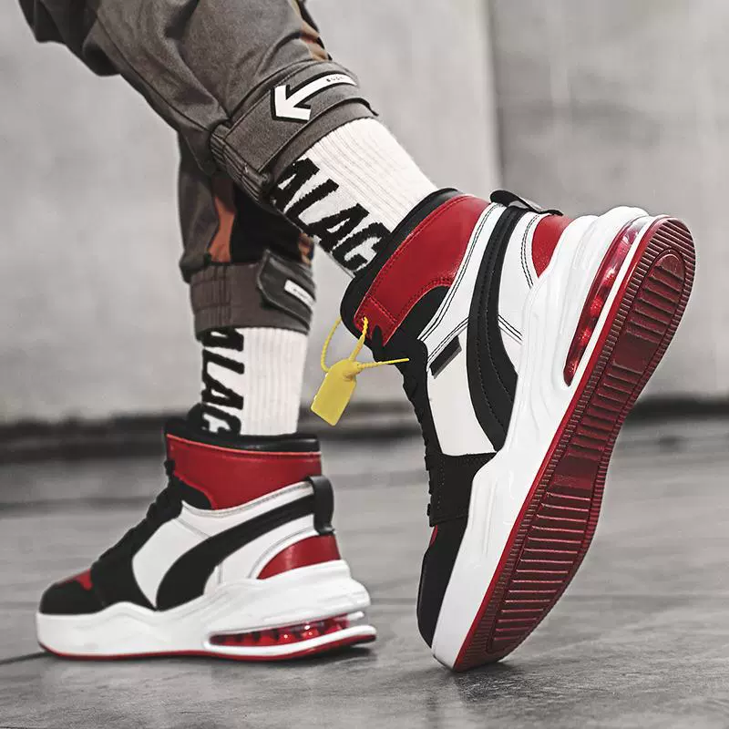 2025秋季新款时尚男鞋高帮百搭大码休闲气垫运动加绒保暖单鞋潮鞋