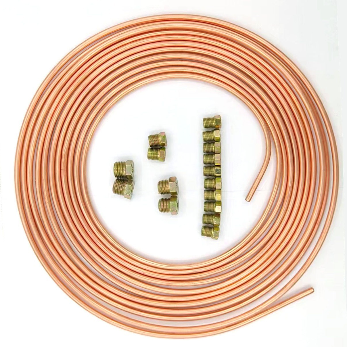 Tubo redondo de 4.76 mm con conector de cobre chapado en oro de grado industrial, línea de freno de 7.62 metros, piezas automotrices resistentes a la corrosión