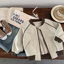 男童工装外套棒球服春秋款2025新款儿童秋装中小童复古夹克衫上衣