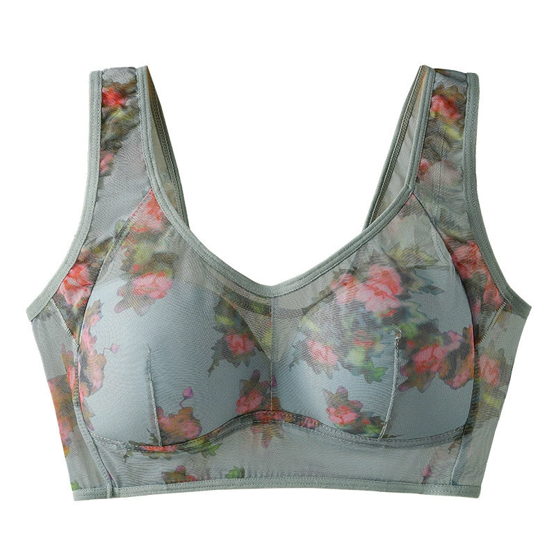Underwear, tea cup, tank top, lace wireless bra, plus size
