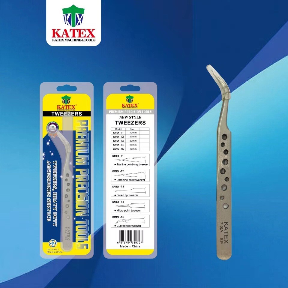 不锈钢镊子9孔高精密弯头直头加厚手机维修工具美甲手工维修夹子