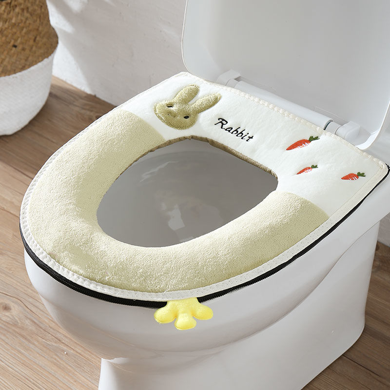 家用通用马桶垫防水抗菌厕所坐垫可爱坐便套拉链式秋冬加厚圈|undefined
