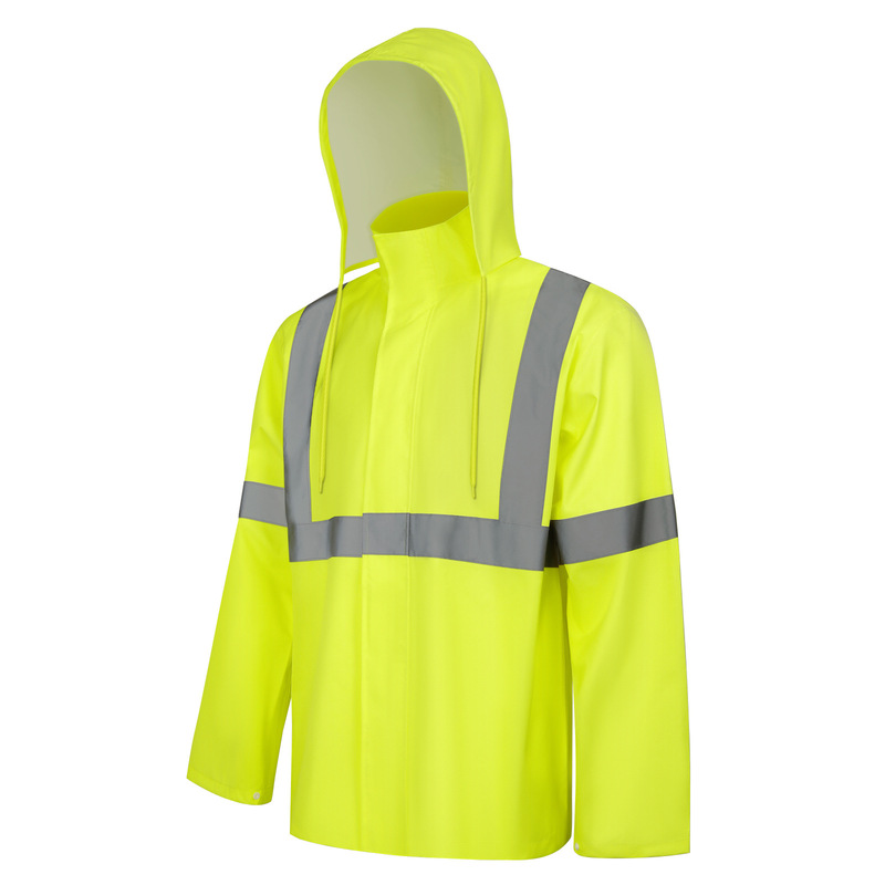 Raincoat and Rain Pants with Reflective Hood, High Visibility, Safety Workwear, Waterproof Raincoat and Rain Pants with Reflective Hood, High Visibility, Safety Workwear, Waterproof