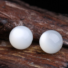 6A天然奶油体白月光石散珠子单颗圆珠水晶DIY饰品配件材料
