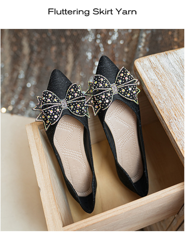 Women's Elegant Solid Color Bow Knot Point Toe Flats display picture 9