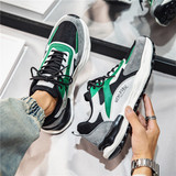 [男鞋秋季2023新款潮牌夏季透气男士休闲运动老爹透气厚底阿甘潮鞋]
