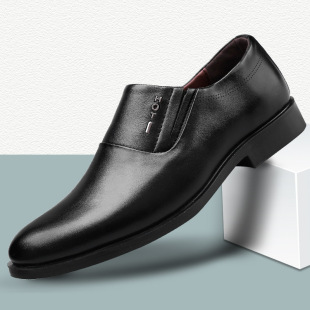 Men's Business Formal Dress Leather Shoes Men's British Spring and Autumn Slip-on All-match Wedding Shoes Casual Breathable Soft