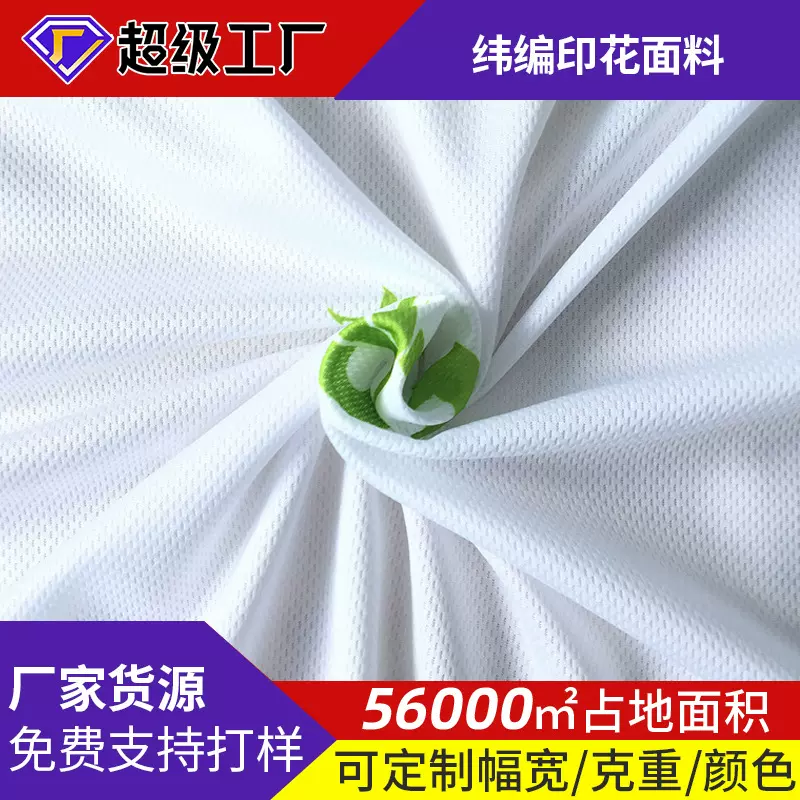 厂家供应涤纶印花布料 吸湿排汗鸟眼网布 户外运动服纬编印花面料