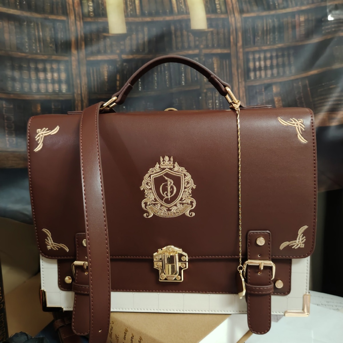 JK British Style Anime Retro Badge Cambridge Bag, Student Shoulder Crossbody Handbag, Versatile Academy Briefcase - Thumbnail 2