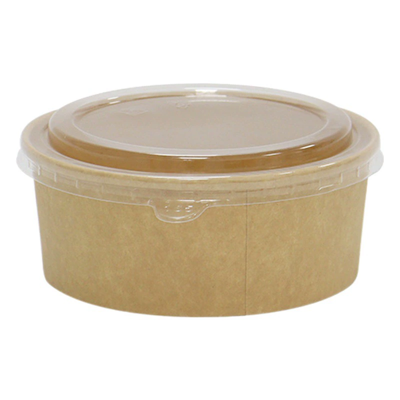 Одноразовые бумажный шар Бумажный шар Крафт круглая Коммерческая коробка упаковки с крышкой коробка салатницы на вынос Коробка обеда бумаги Kraft