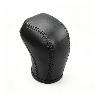 Car gear shift knob cover for Toyota Highlander 2015-2021 / Tacoma 2016-2022 (Sürətlər qutusu və əl tormozu başlıqları) - black-leather-black-thread