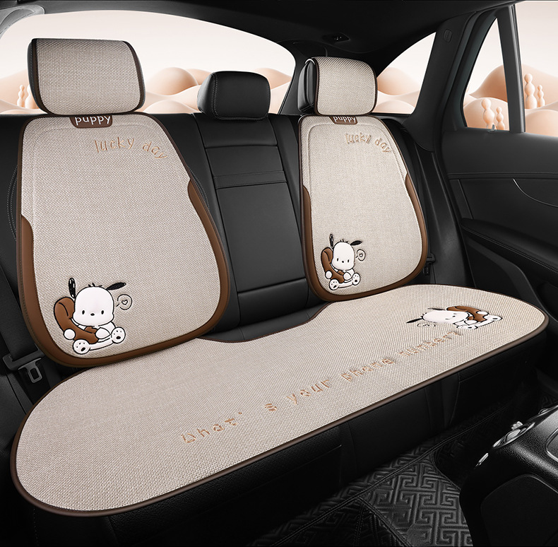 Car Seat Cushion for All Seasons, Cartoon Chunma Rear Three-Piece Car Seat Cushion, New Breathable Half-Pack Seat Cover for Women