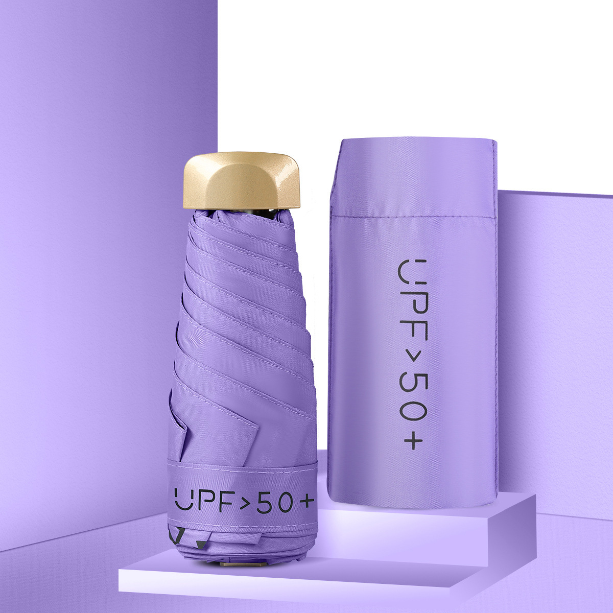 Paraguas de sol, paraguas de protección solar, paraguas UV, vinilo de doble propósito, mini paraguas plegables ultraligeras manuales, plegables planos, plegables