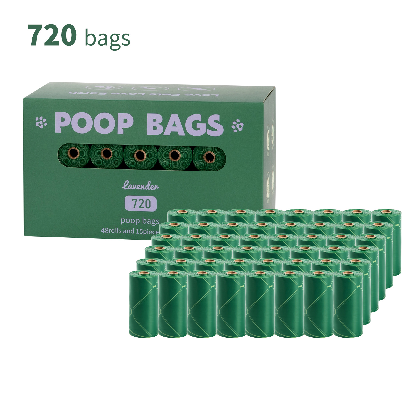 Nuevo medio ambiente biodegradable bolsa de basura de mascotas bolsa de basura distribuidor de bolsa de heces OPP caja de cabeza de fijación empaquetada bolsa de heces