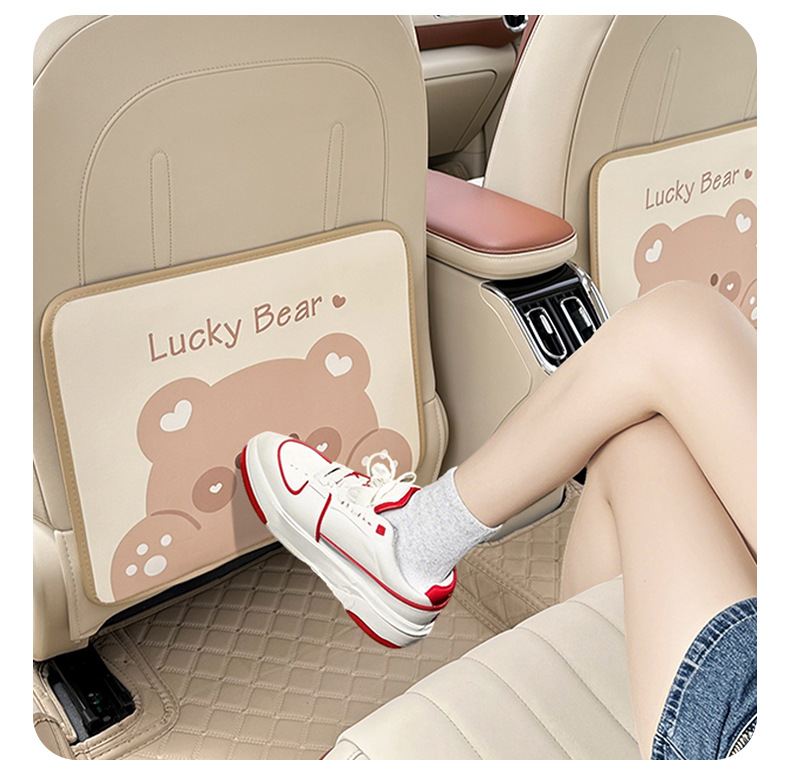 Car anti-kick pad cartoon leather car chair back anti-dirty anti-wear protective pad cute fat rabbit car anti-kick pad