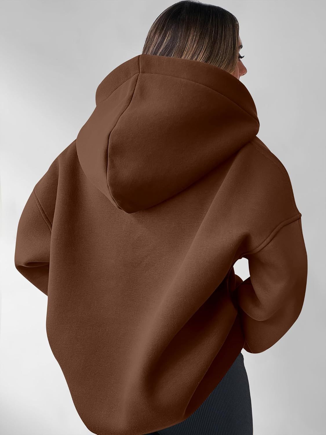 Women's Gender 2024 Autumn And Winter Amazon  European And American Ladies Sweatshirt Solid Color Long Sleeve Hooded Solid Color Loose Sweater Women's Top