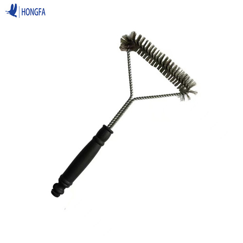 BBQ barbecue tool multifunctional cleaning and rust removal brush triangular barbecue grill cleaning brush 12-inch stainless steel wire brush