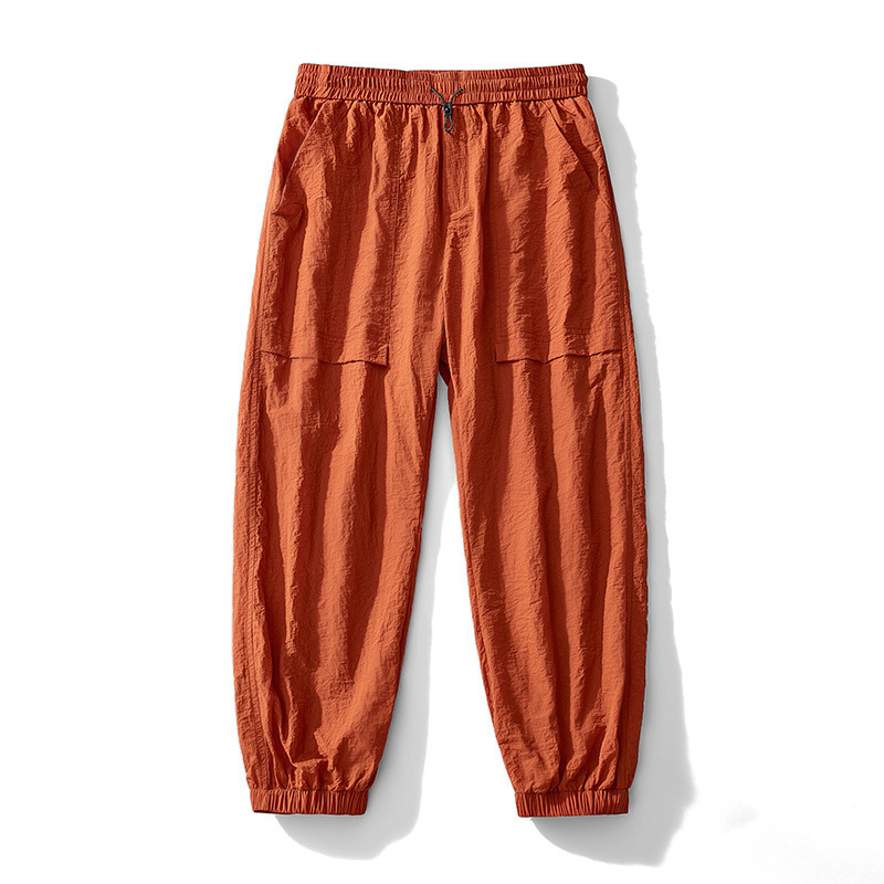 Summer Thin Quick-Dry Men's Pants Trendy Brand New Breathable Casual Pants with Elastic Waist Loose Fit Jogger Pants