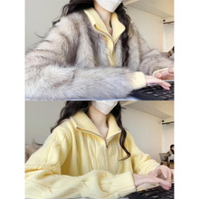 加厚软糯双拉链宽松毛衣外套女秋冬季麻花翻领针织上衣松弛感开衫