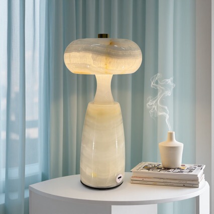 Nordic Natural Jade Marble Living Room Model Room Homestay Bedside Touch Table Lamp Ambient Light Decorative Piece with High Aesthetic Value