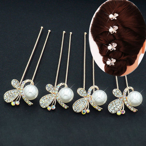 Korean pearl rhinestone hairpin hairpin hairpin hairpin bridal hairpin u-shaped clip crystal hairpin small clip