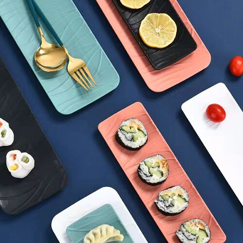Sushi plate rectangular barbecue plate imitation ceramic snack plate Western plate creative snack Japanese sushi long plate