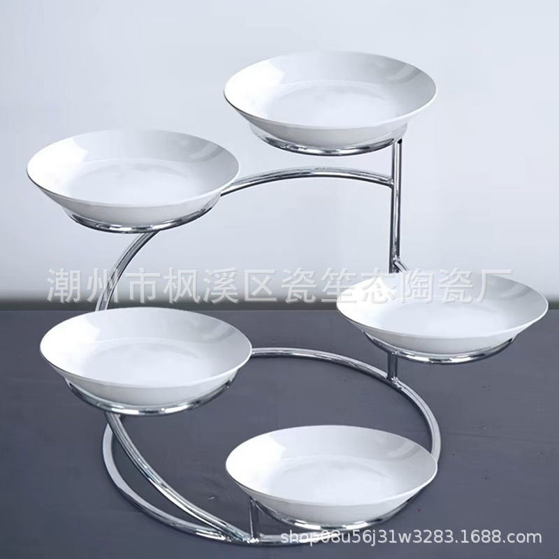 婚礼酒店凉菜架多层架不锈钢菜架甜品台餐盘架婚礼桌花展示架摆件