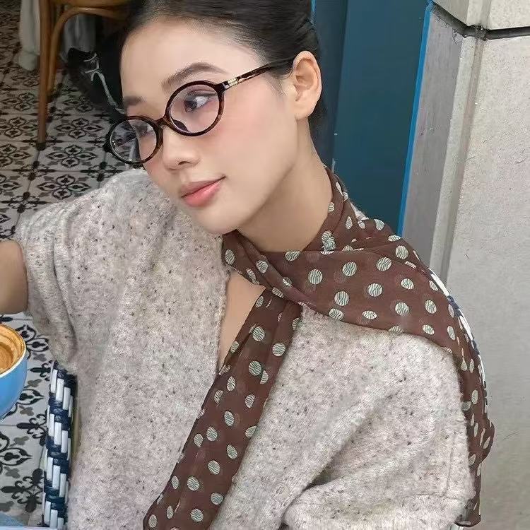 棕色波点丝巾印花高级百搭配饰系脖女年新款发带绑发长条围巾|undefined