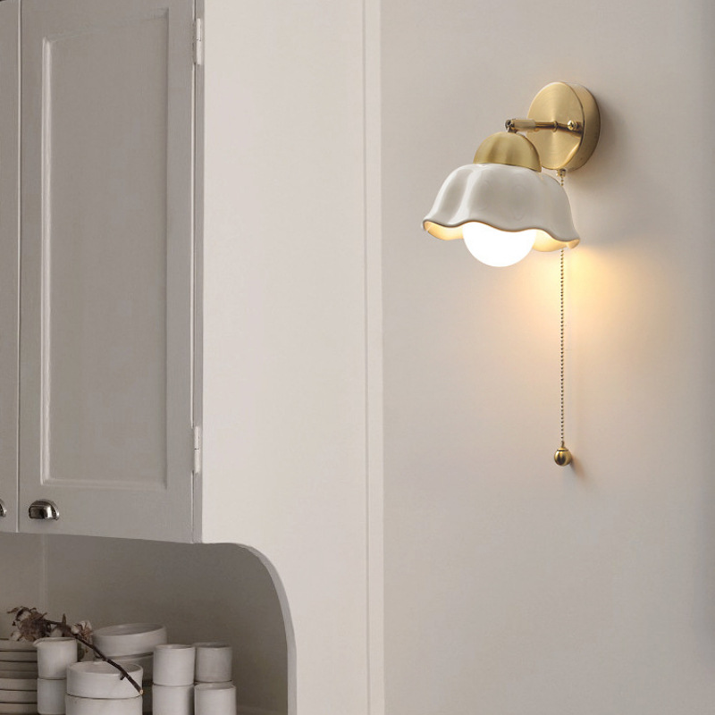 Lámpara de pared de cerámica medieval Lámpara de noche simple japonesa