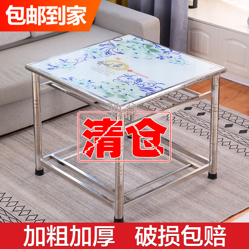 Z% [easy to install] stainless steel fire table square home heating table multi-functional dining table square fire