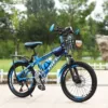 Shock-absorbing disc brake transmission - all blue luxury model + basket + shelf - 20 inches [suitable for 120-145 cm]