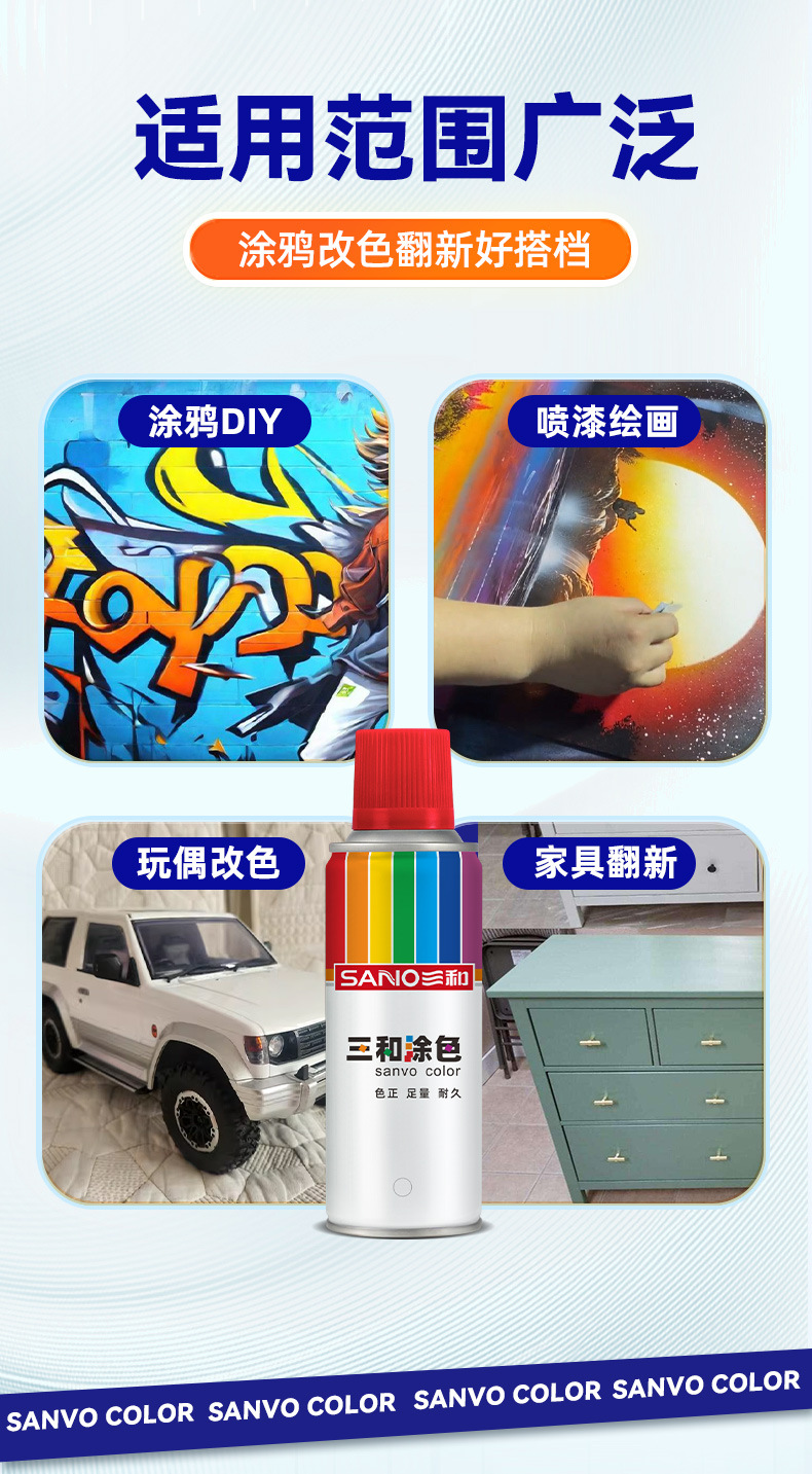 Sanhe Color Spray Paint for Car Wheels, Wall Graffiti Marking, Furniture Color Change, Bright Red Hand Spray Paint