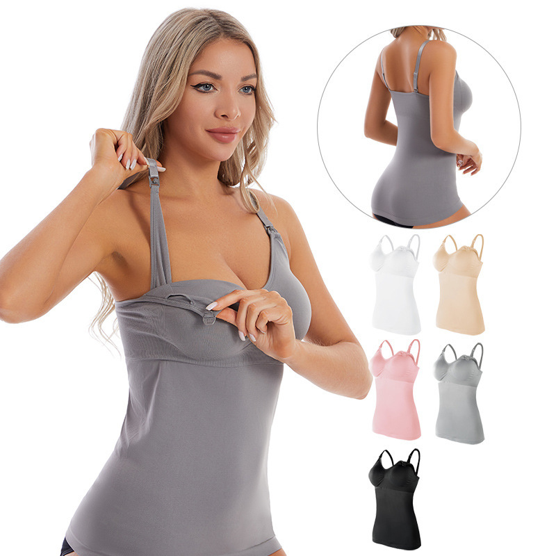 Cross-border Lactation plus size Camisole Female Postpartum Feeding Non-wearing Bra Pad Vest for Pregnancy and Postpartum