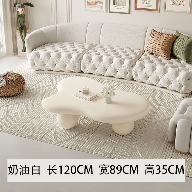 圆敦敦奶油风云朵茶几现代简约设计师款小户型不规则异形小茶几桌|undefined