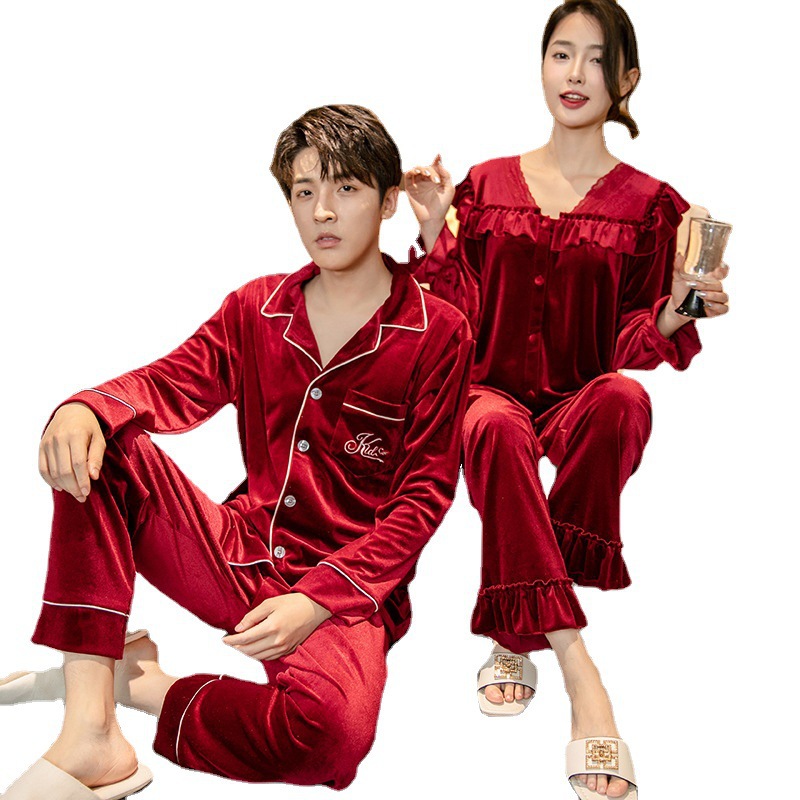 カシミヤのパジャマ女性春と秋の長袖カップルの高級感があります。