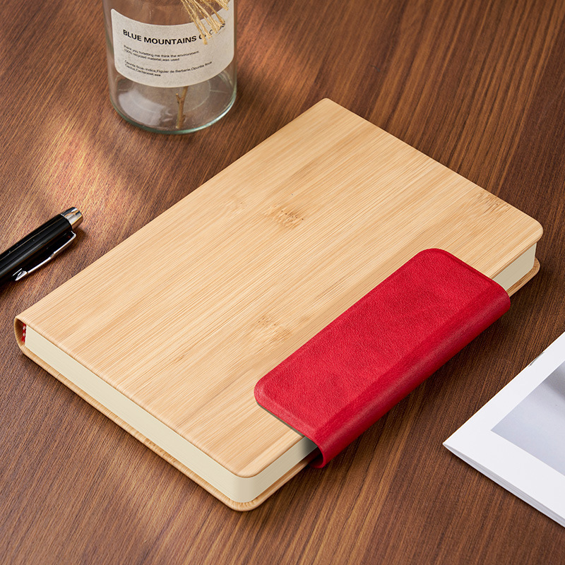 Absorción magnética roja / bambú cuero hebilla libro