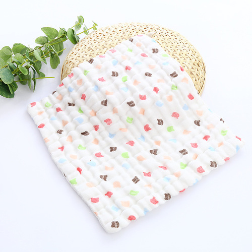 Manufacturer wholesale 30*30 size 12-layer thickened children's towel soft breathable gauze saliva towel newborn face towel