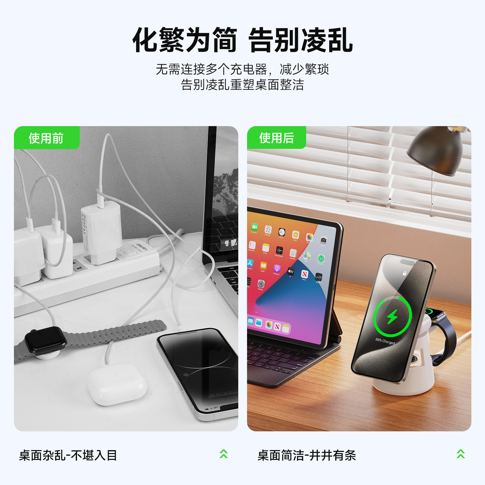 Cargador inalámbrico cinco en uno magnético adecuado para teléfonos móviles de Apple, auriculares, relojes, audio, carga inalámbrica, regalos al por mayor