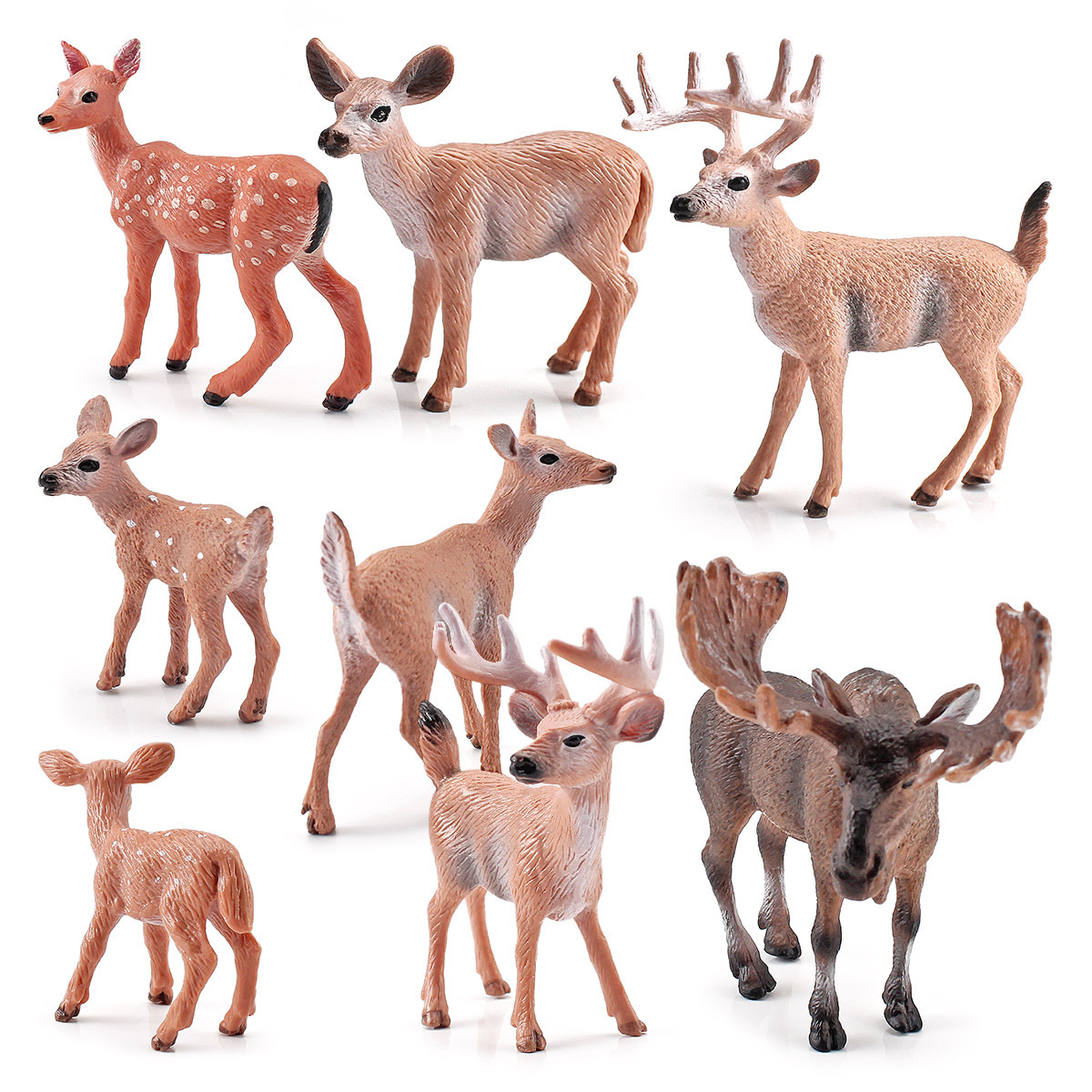 Transfronterizo de simulación de exportación mini macho alce Sika ciervo cola blanca ciervo bosque animal ciervo modelo decoración adornos