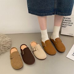 博肯鞋法式復古包頭半拖鞋女外穿懶人單鞋2023秋季新款平底勃肯鞋