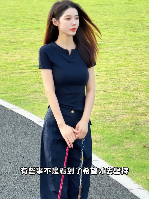 深蓝色时尚套装2025女夏新款柔软舒适上衣轻奢休闲裤穿搭一整套女|undefined