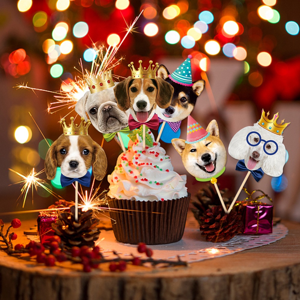 Nuevo producto Tema de perro mascota Fiesta de cumpleaños Decoración de pastel Decoración de cumpleaños Tarjeta de perro Plugin de postre