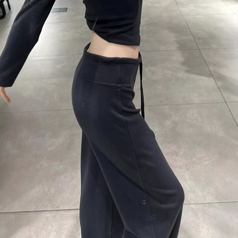 Three-Color 260g Mamba Cotton Black Stretch Sports Pants for Women, Spring and Autumn Casual Loose Sweatpants, Yoga Straight-Leg Pants